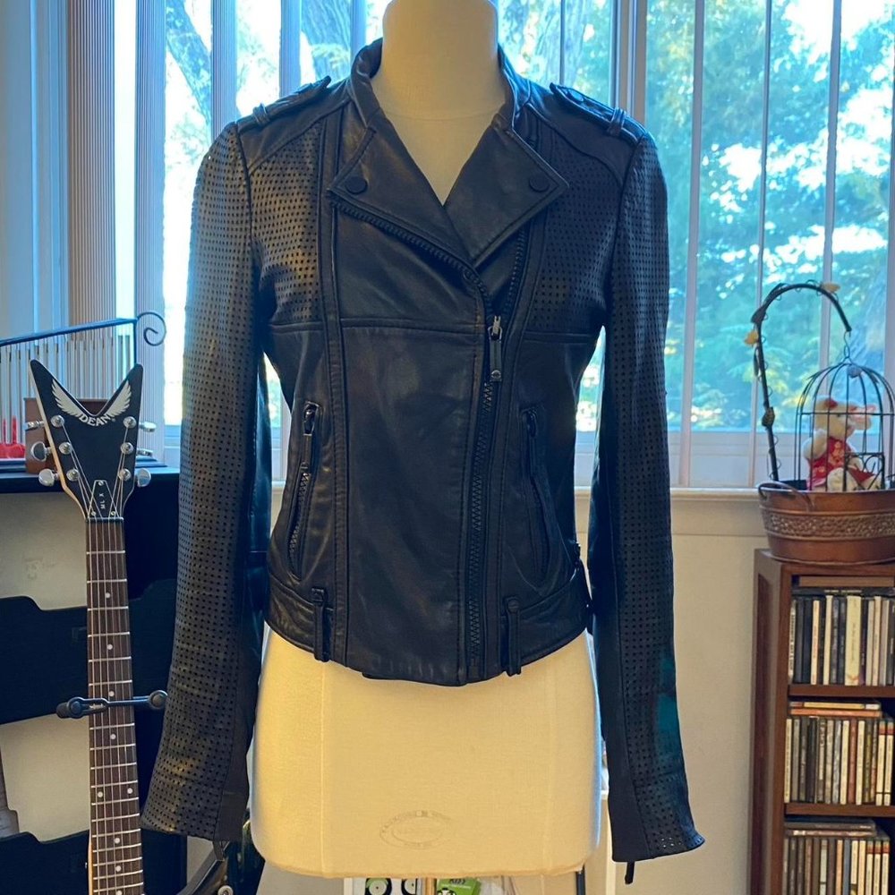 Vintage Y2K Michael By Michael Kors Leather Motorcycle Jacket. Size XS.